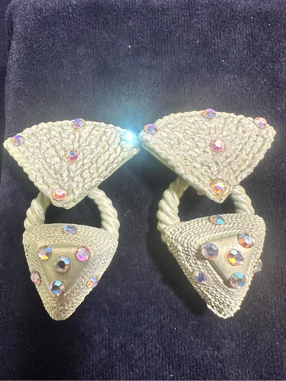 Vtg: Jeff Lieb Oversized 2-N-1 Clip On Statement earrings